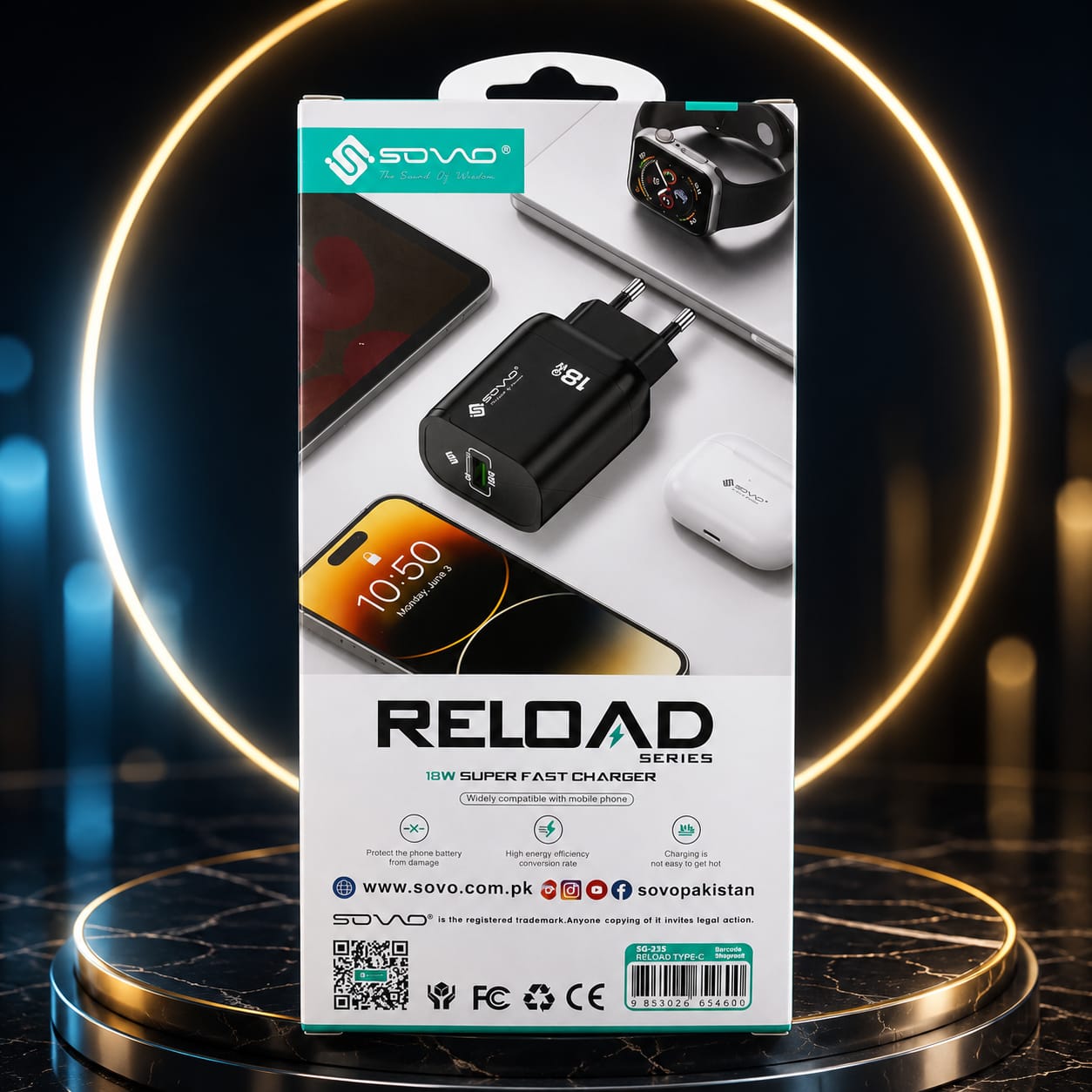 SOVO Reload Series 18W Super Fast Charger USB Wall Adapter | Fast Charging for Android & iPhone - Mugzu