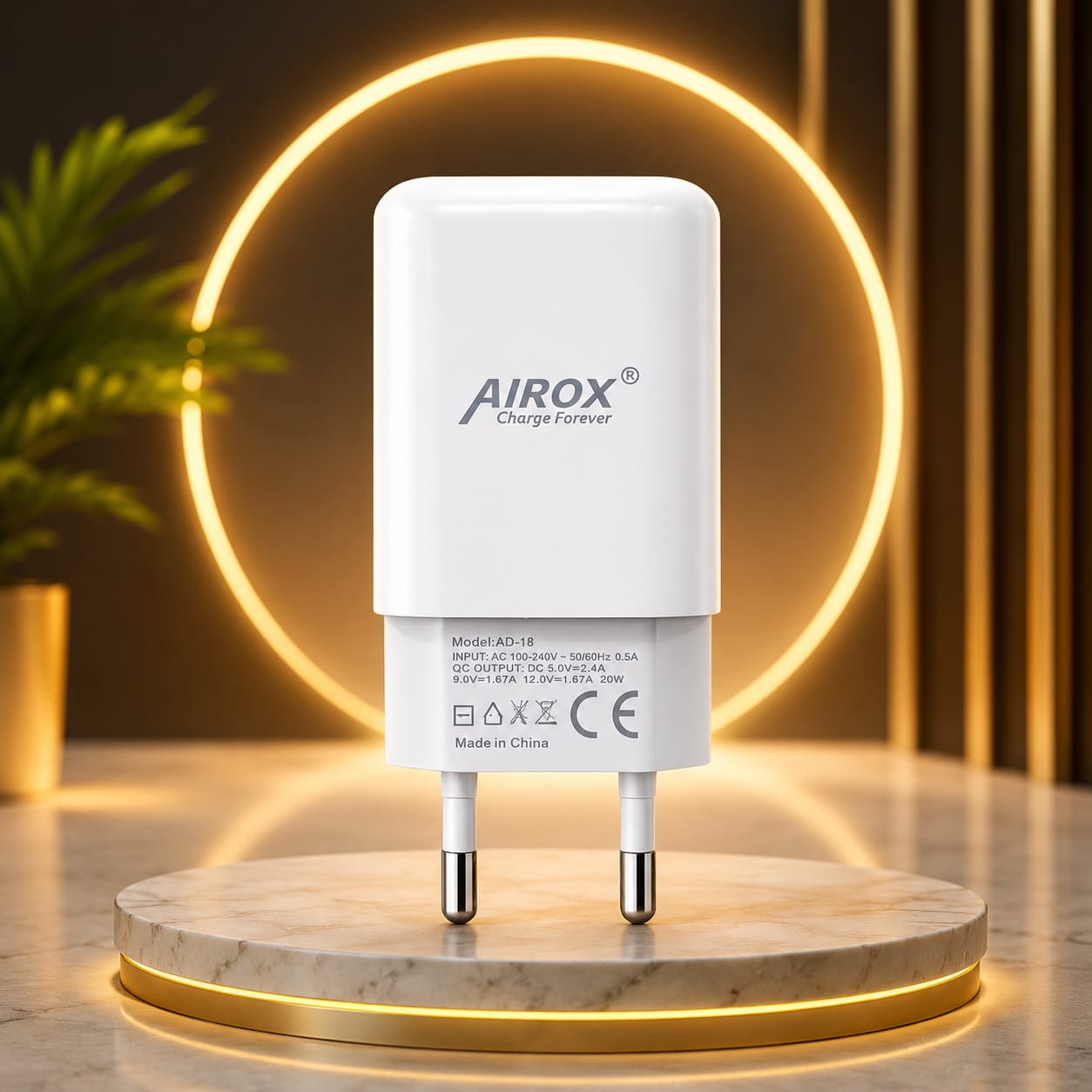 AIROX 20W VOOC 3.0 Fast Charger AD-16 | Fast Charging USB Wall Charger for Android Devices - Mugzu