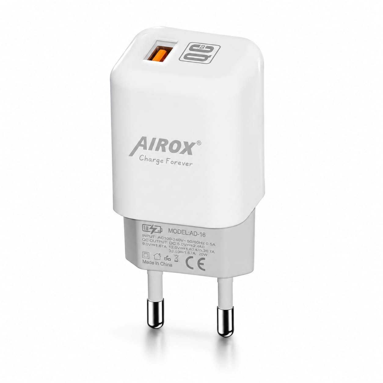 AIROX 20W VOOC 3.0 Fast Charger AD-16 | Fast Charging USB Wall Charger for Android Devices - Mugzu