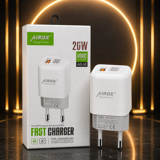 AIROX 20W VOOC 3.0 Fast Charger AD-16 | Fast Charging USB Wall Charger for Android Devices - Mugzu