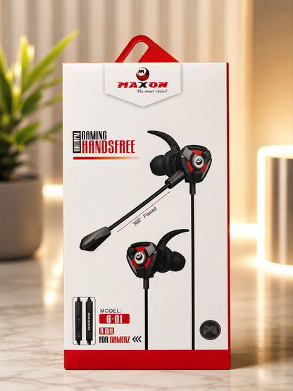 MAXON G-01 Gaming Earphones with HD Microphone | Wired Stereo Earbuds for Mobile Gaming & Calls - Mugzu