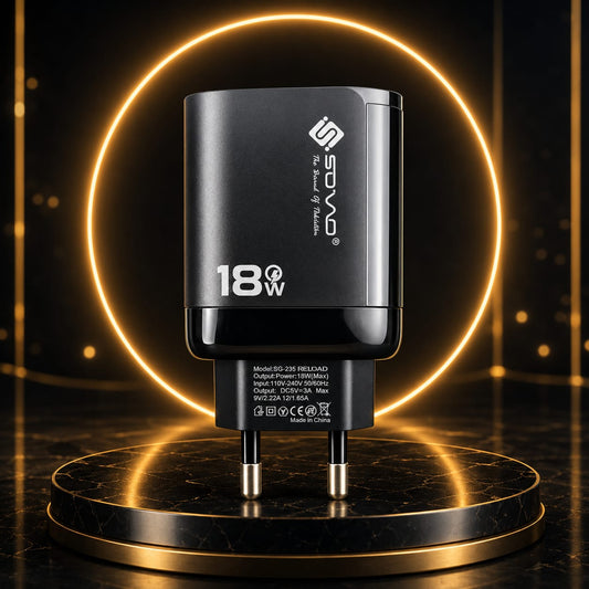 SOVO Reload Series 18W Super Fast Charger USB Wall Adapter | Fast Charging for Android & iPhone - Mugzu